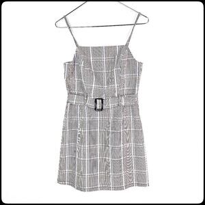 PRIMARK Gray Blue Plaid Tartan Buckled 90's Inspired Retro Mini Dress Size: 10